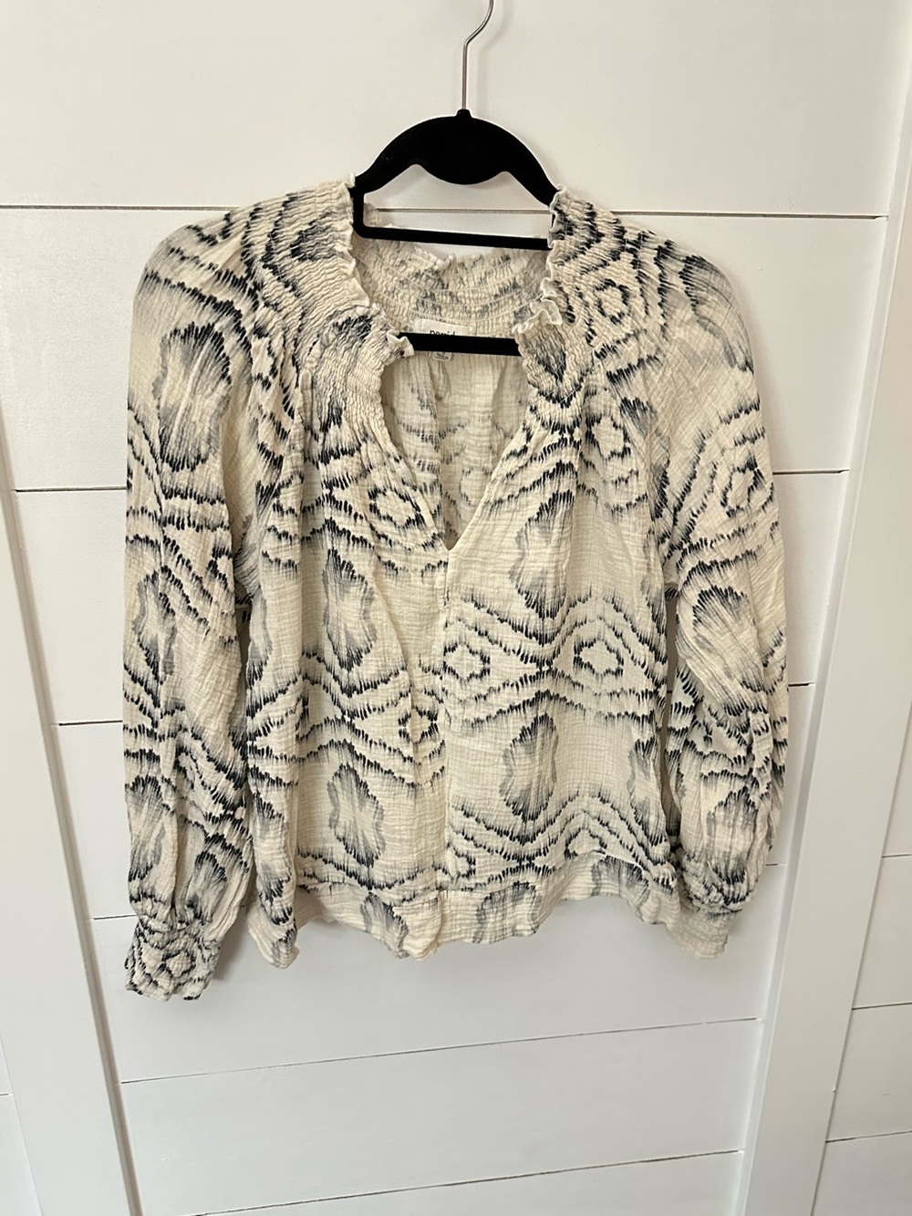 Anthropology Porridge S Ines cotton gauze ruffle sleeve V-neck peasant blouse - Picture 2 of 13